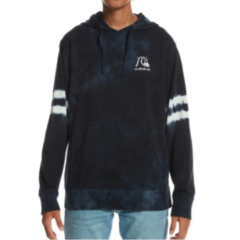 Quicksilver Mens M Engineered Tie-Dye Organic Cotton Hoodie in Navy Blue NEW